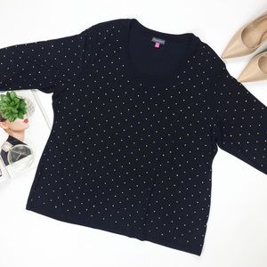 vince camuto • black gold stud top